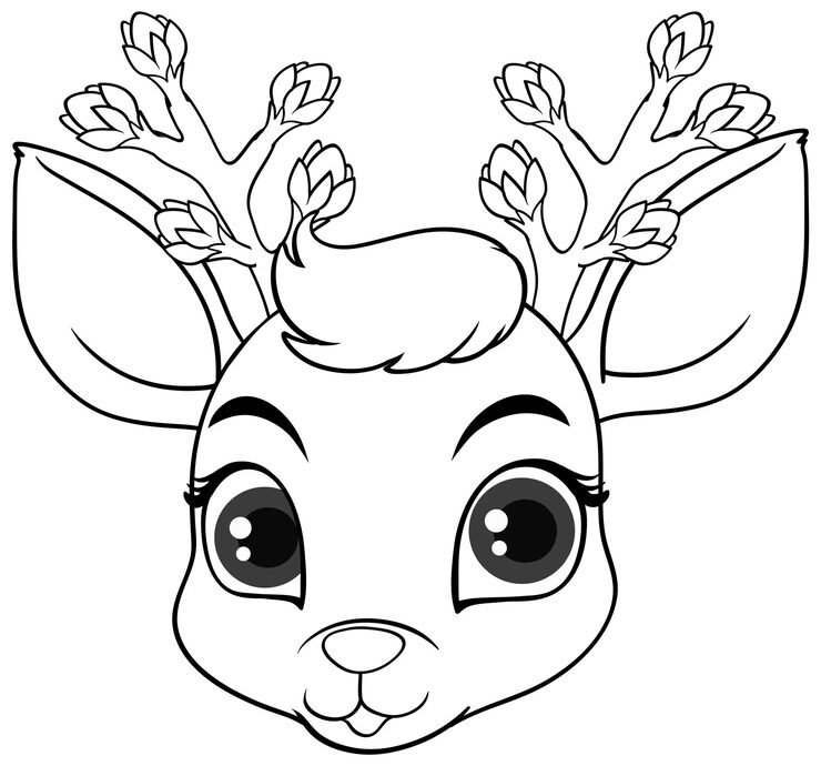 Coloring Page Outline Cute Deer 1308 138666