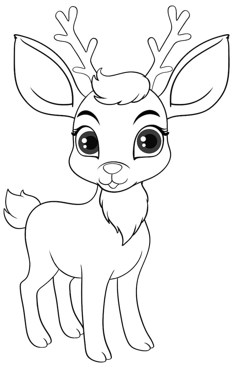 Coloring Page Outline Cute Deer 1308 146148