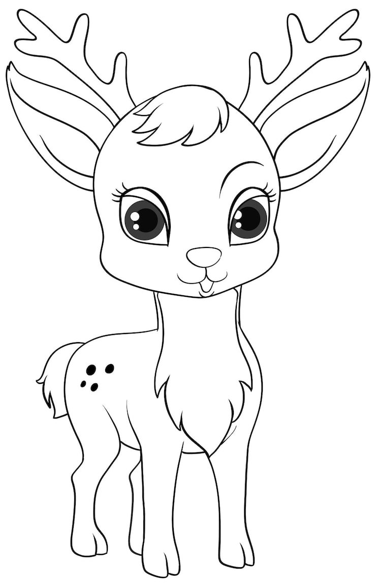 Coloring Page Outline Cute Deer 1308 146469