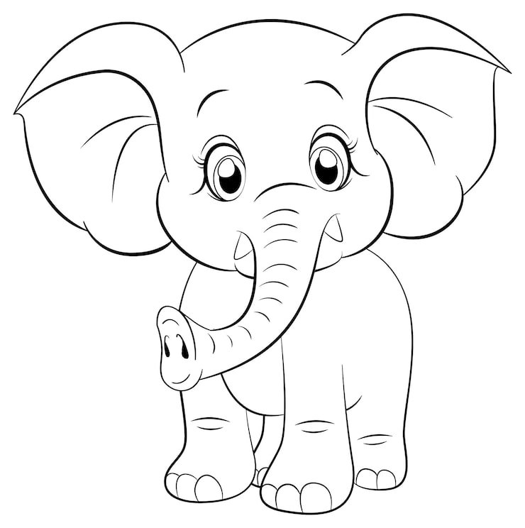 Coloring Page Outline Cute Elephant 1308 138395