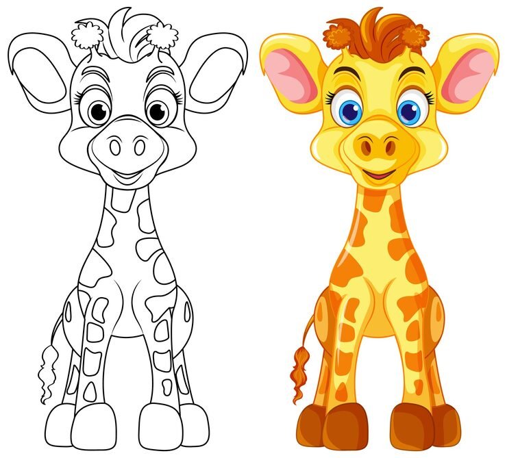 Coloring Page Outline Cute Giraffe 1308 140020