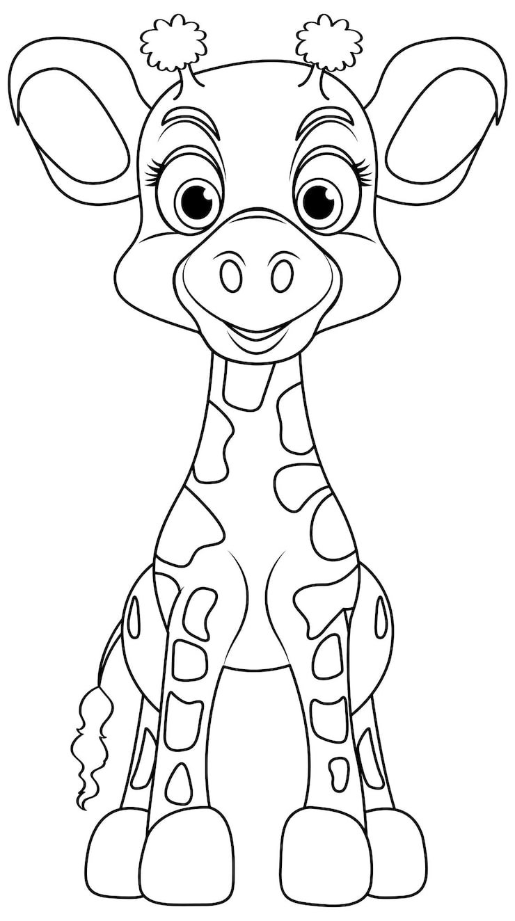 Coloring Page Outline Cute Giraffe 1308 153923