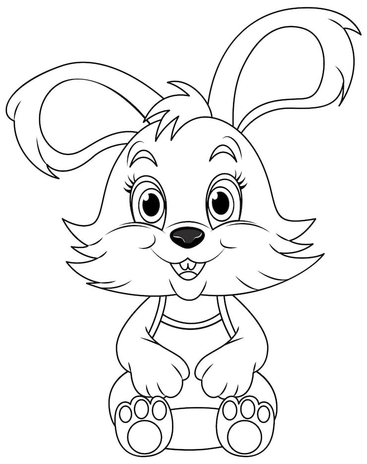 Coloring Page Outline Cute Rabbit 1308 138578