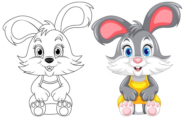 Coloring Page Outline Cute Rabbit 1308 146115