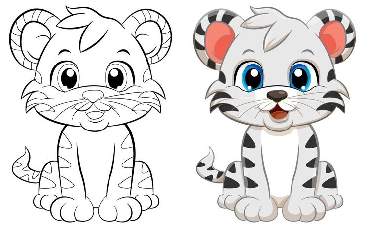 Coloring Page Outline Cute Tiger 1308 138694