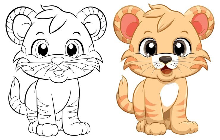 Coloring Page Outline Cute Tiger 1308 139997