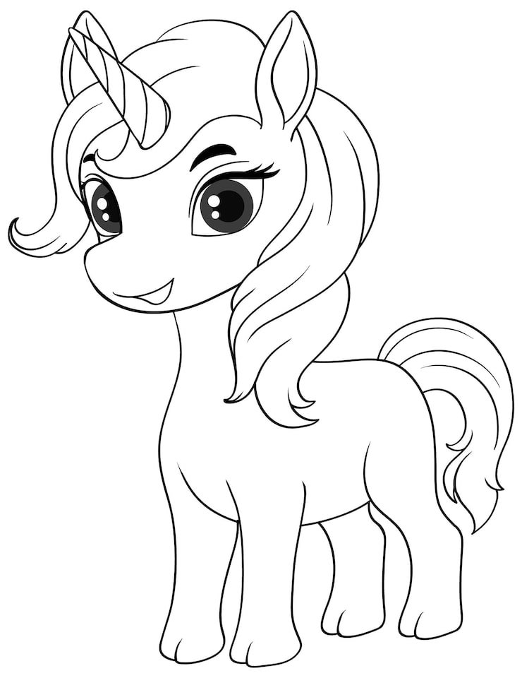 Coloring Page Outline Cute Unicorn 1308 140219