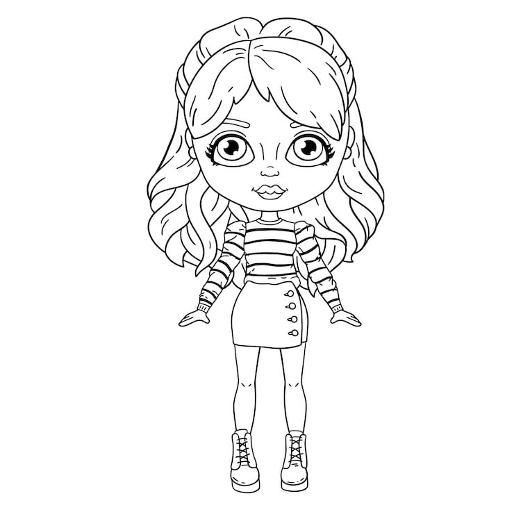 Coloring Page With Cute Doll Girl 564737 1351