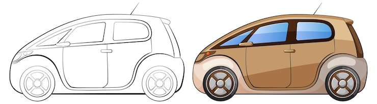 Compact Car Vector Illustration Progression 1308 162187