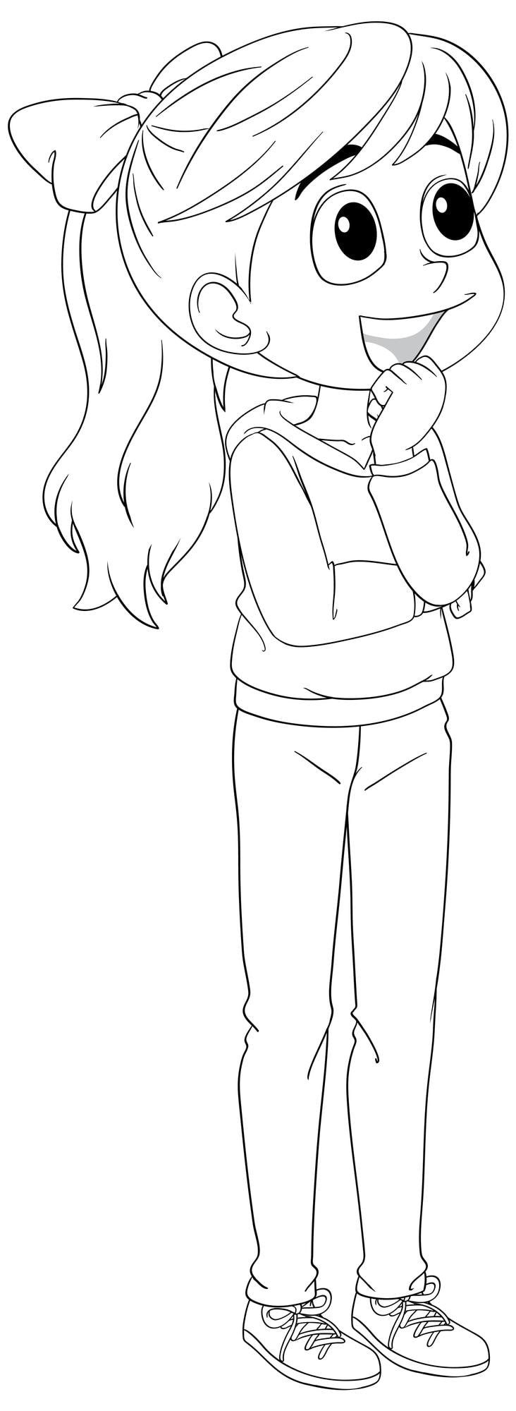 Contemplative Young Girl Vector Illustration 1308 162309