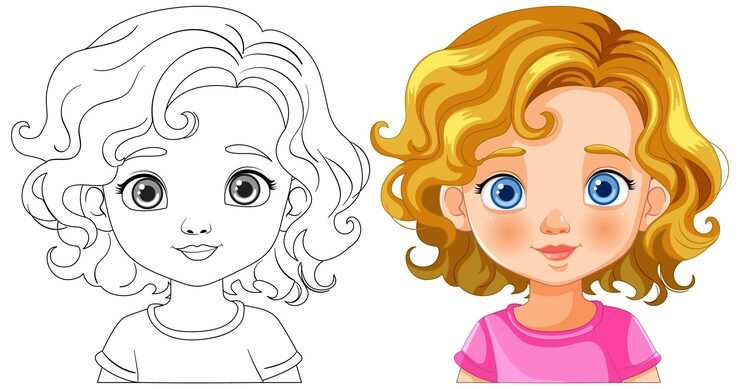 Curly Haired Girl Illustration Before After 1308 164929