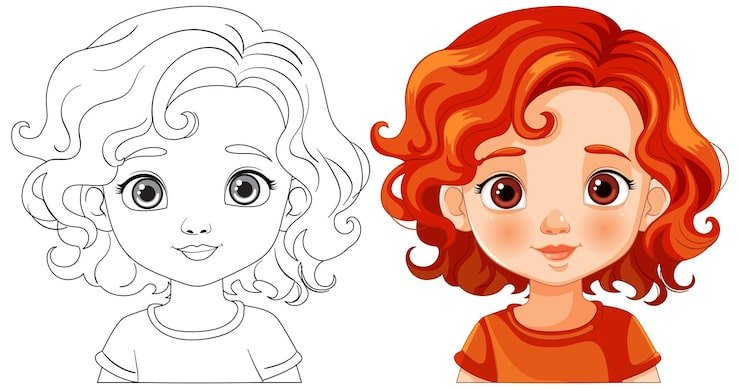 Curly Haired Girl Illustration Before After 1308 165323