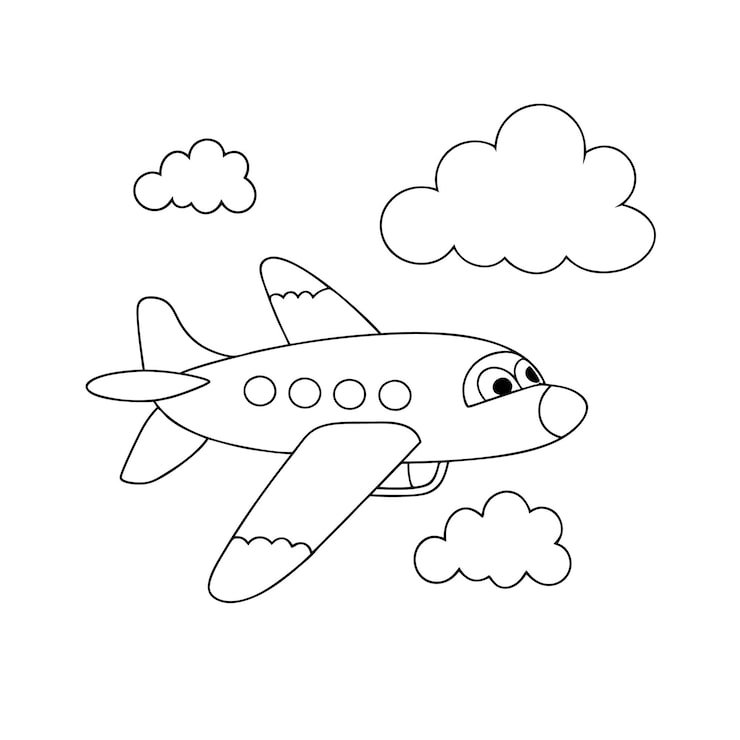 Cute Airplane Line Art Coloring Page 1299084 5043