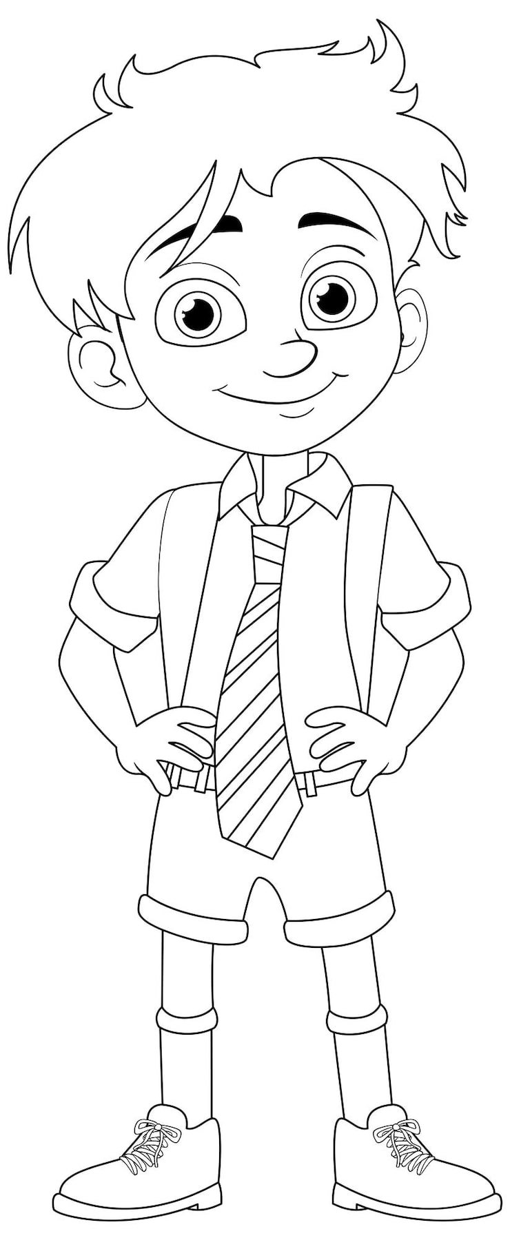 Cute Boy Student Cartoon Character School Uniform 1308 161408