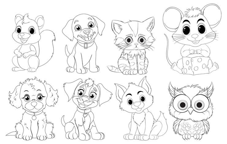 Cute Cartoon Animals Collection Coloring 1308 168408