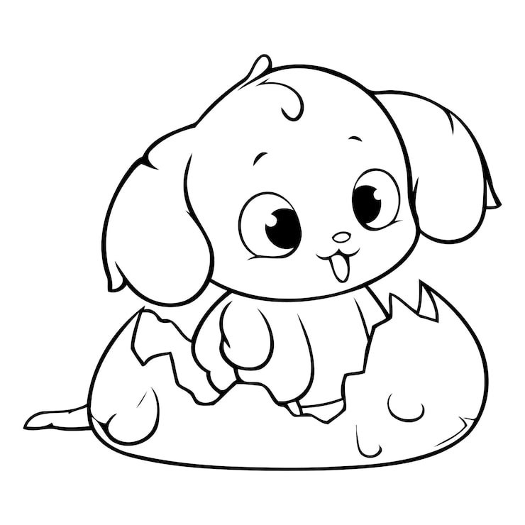 Cute Cartoon Dog Peeking Out Egg Vector Illustration 1151 108765