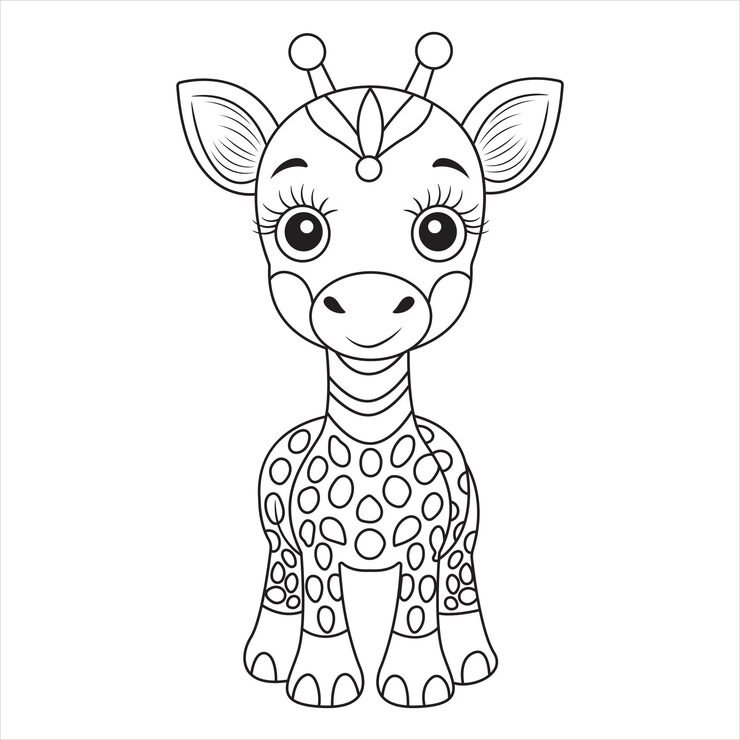 Cute Cartoon Giraffe Outline Coloring 543460 334