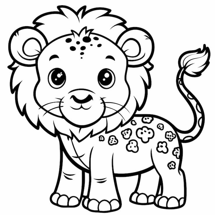 Cute Cartoon Lion Cub Coloring Page 123891 36582