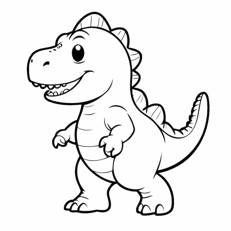 Cute Dino Black White Illustration Doodle Style 925324 13502