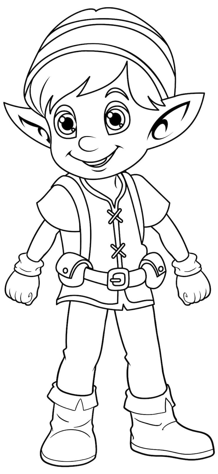 Cute Elf Cartoon Character Outline Colouring 1308 140440