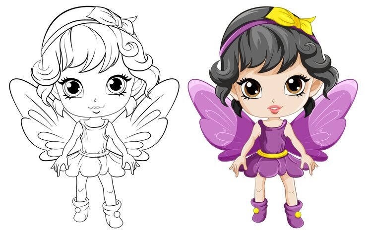 Cute Fairy Girl Outline Coloring 1308 146154