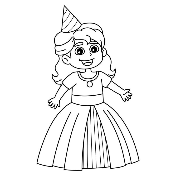 Cute Funny Coloring Page Happy Birthday Princess Provides Hours Coloring Fun Children Color This Page Is Very Easy Suitable Little Kids Toddlers 576561 11250