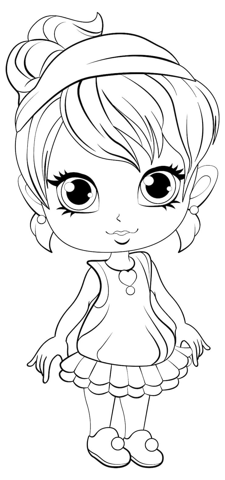 Cute Girl Cartoonl Its Doodle Coloring Character 1308 138490