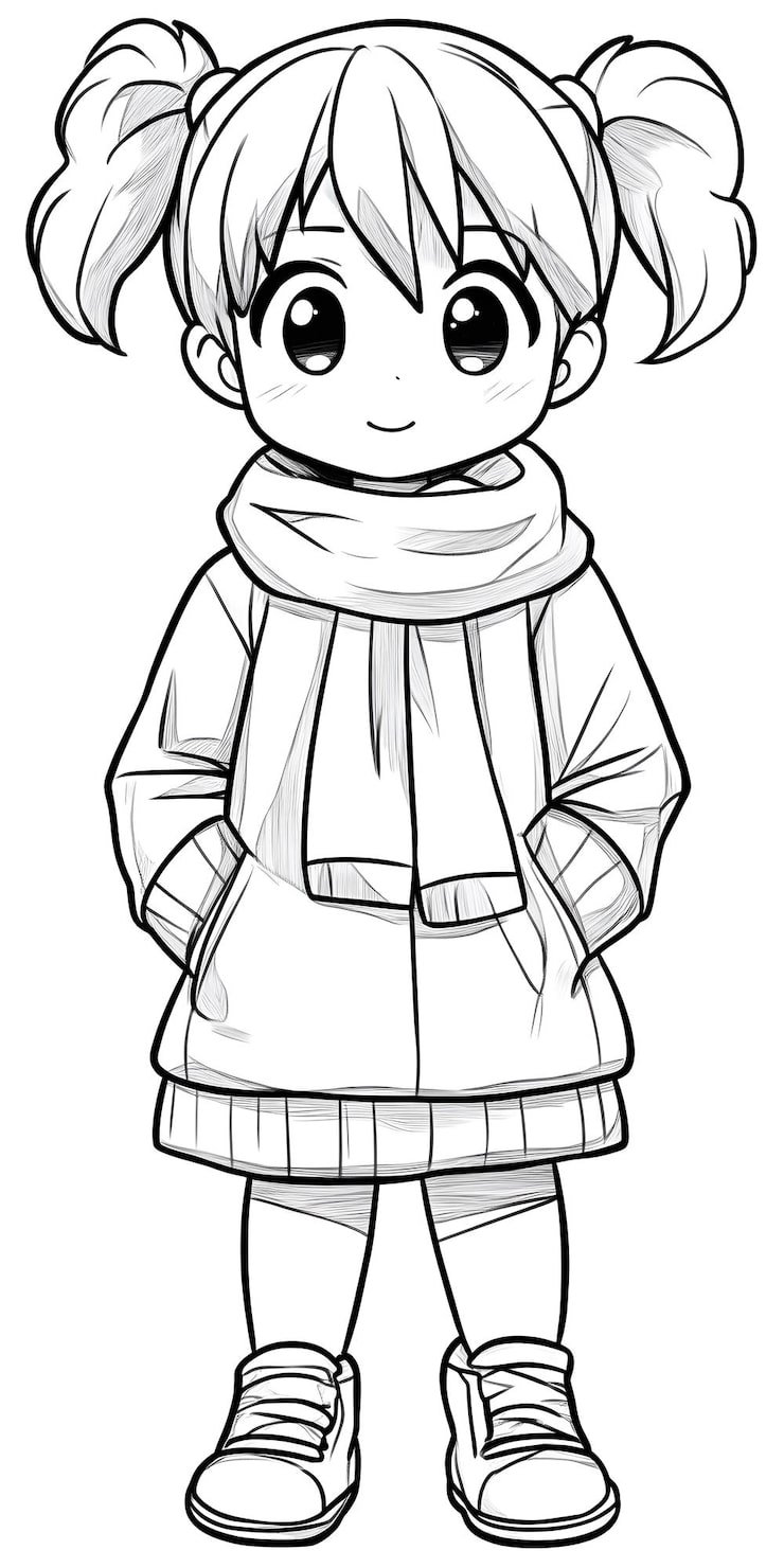Cute Girl Winter Clothes Illustration 605022 200330