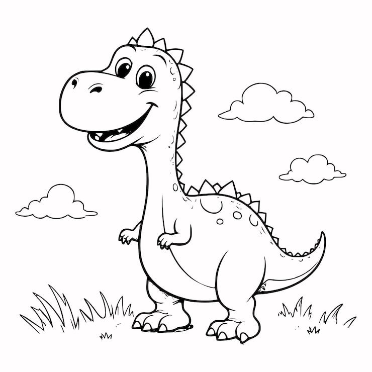 Cute Illustration Dinosaurus Doodle Colouring Page Kids 634677 7996