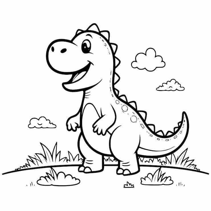 Cute Illustration Dinosaurus Doodle Colouring Page Kids 634677 7998