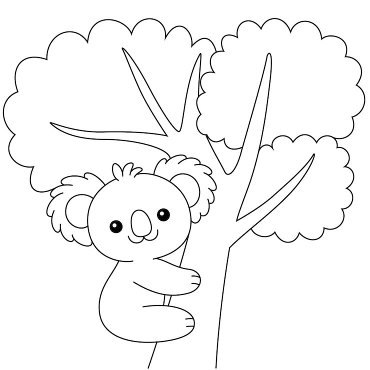 Cute Kawaii Cartoon Character Koala Mom Baby Tree Coloring Page Mothers Day 942736 3323
