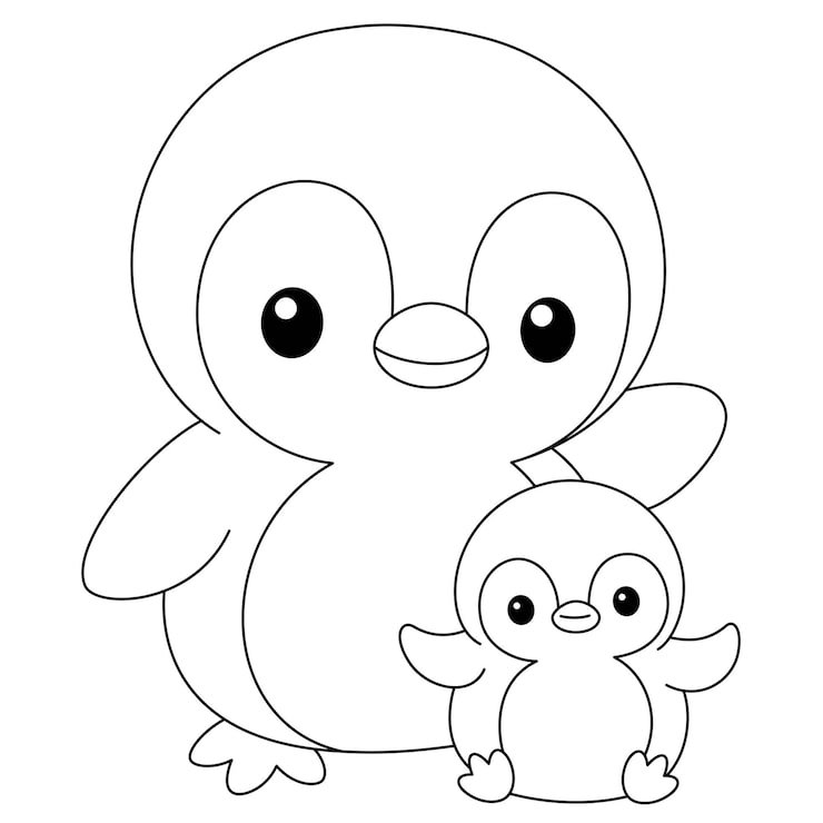 Cute Kawaii Peguin Baby Cartoon Character Coloring Page Illustration Wild Animal Mothers Day 942736 3577
