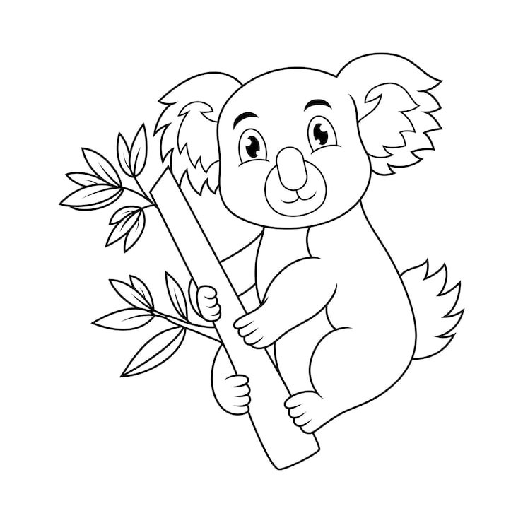 Cute Koala Cartoon Tree Line Art 194935 1412