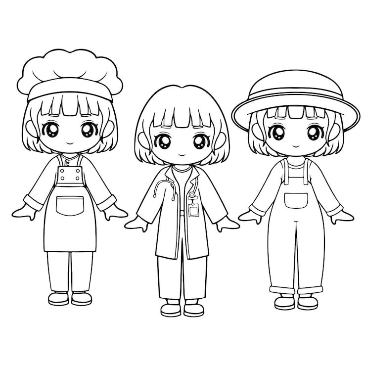 Cute Little Kids With Chef Uniform Hat Vector Illustration Graphic Design 719732 715