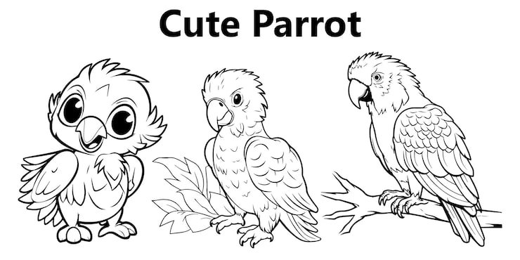 Cute Parrot Line Art Coloring Book Page Design 893986 1137
