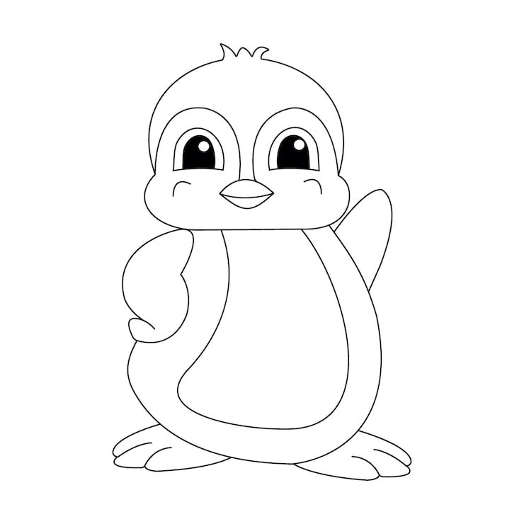 Cute Penguin Character Kid Coloring Book Isolated Vector Illustration White Background 213910 214