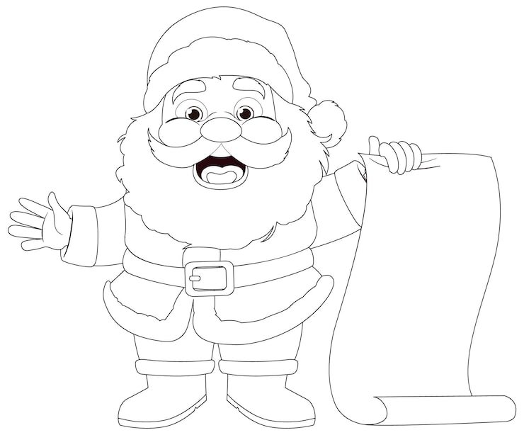 Cute Santa Claus Cartoon Character Holding Paper Scroll 1308 154132