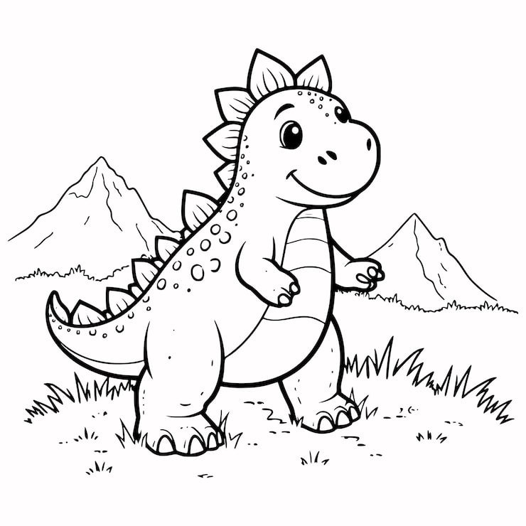 Cute Vector Illustration Dinosaurus Doodle Colouring Page Kids 634677 8002
