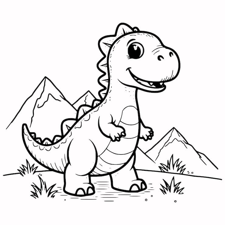 Cute Vector Illustration Dinosaurus Doodle Colouring Page Kids 634677 8003