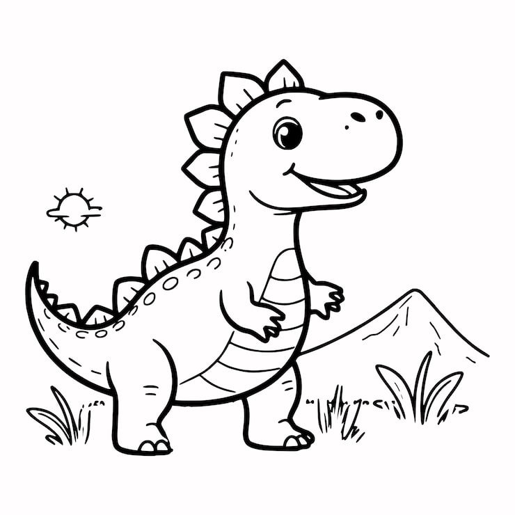 Cute Vector Illustration Dinosaurus Doodle Colouring Page Kids 634677 8004