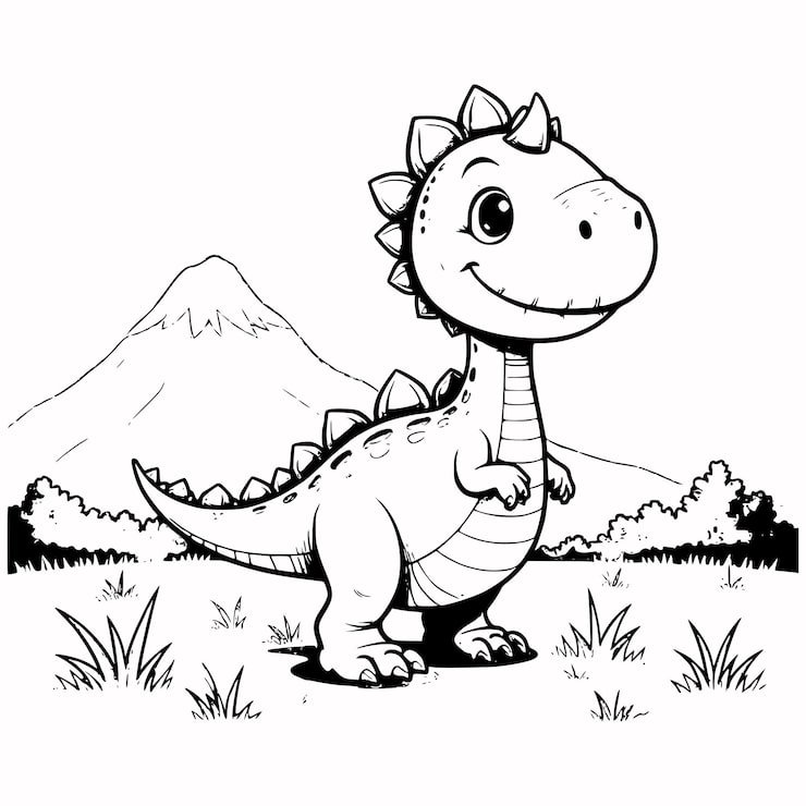Cute Vector Illustration Dinosaurus Doodle Colouring Page Kids 634677 8005