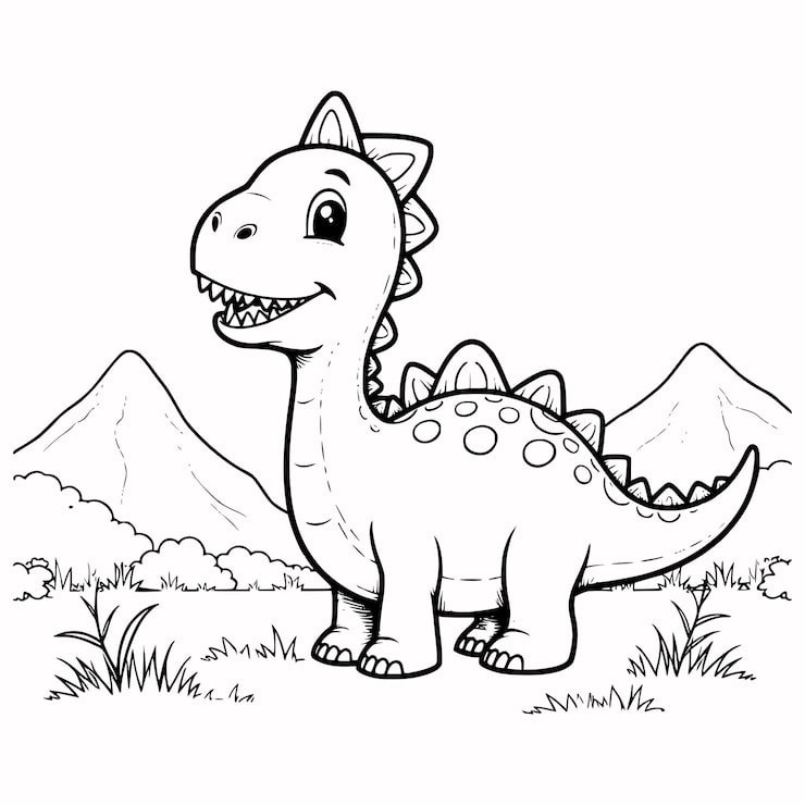 Cute Vector Illustration Dinosaurus Doodle Colouring Page Kids 634677 8006