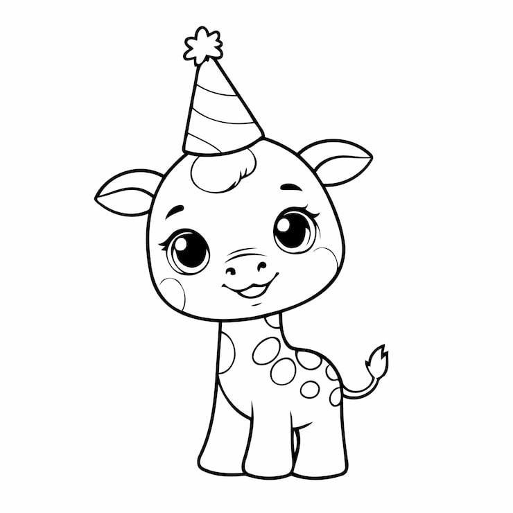 Cute Vector Illustration Giraffe Drawing Toddlers Colouring Page 925324 7710