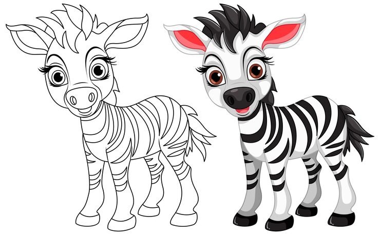 Cute Zebra Cartoon Animal Its Doodle Coloring Character 1308 138468