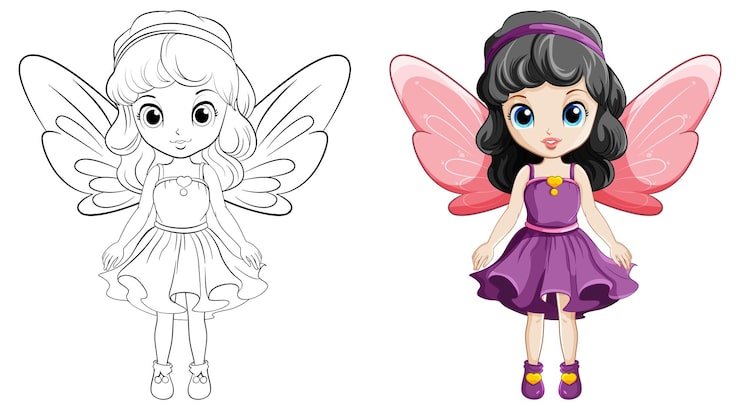 Doodle Fairy Outline Cartoon 1308 140044
