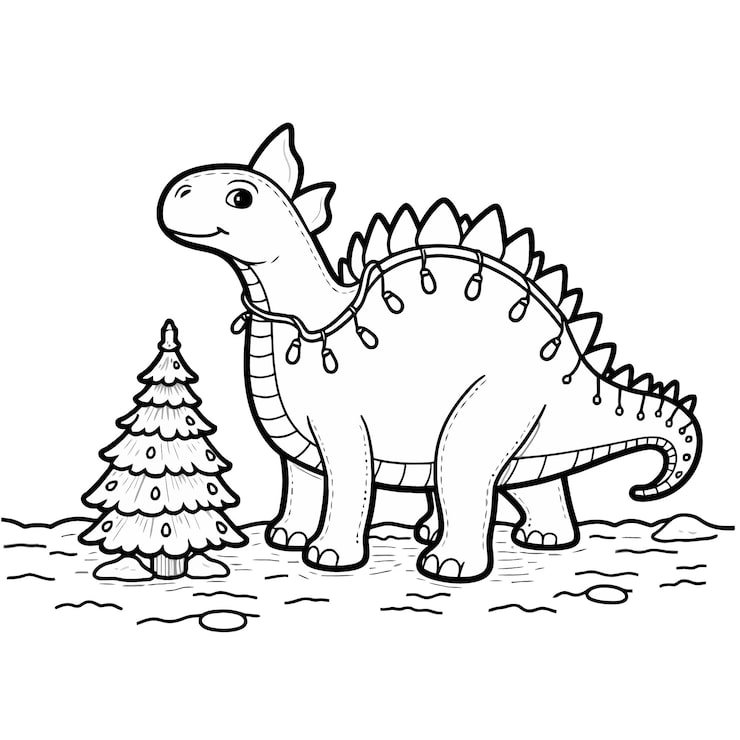 Drawing Dinosaur With Christmas Tree Background 1166600 792