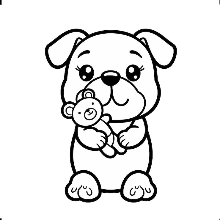 Drawing Dog Holding Toy With Teddy Bear It 1166600 924