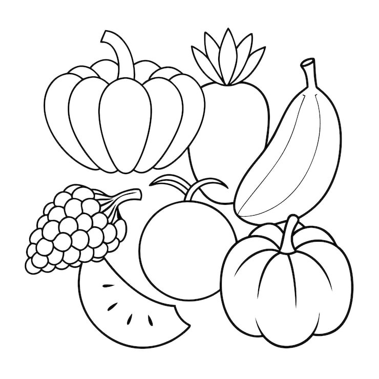 Drawing Fruit Including Grapes Grapes Bananas 1299084 4353