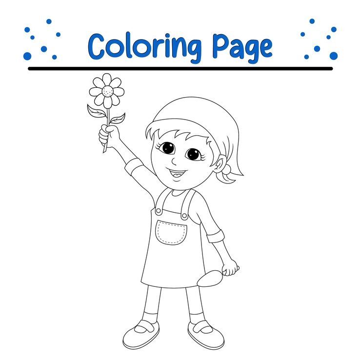 Drawing Girl Holding Flower That Says Color Page 920056 1127