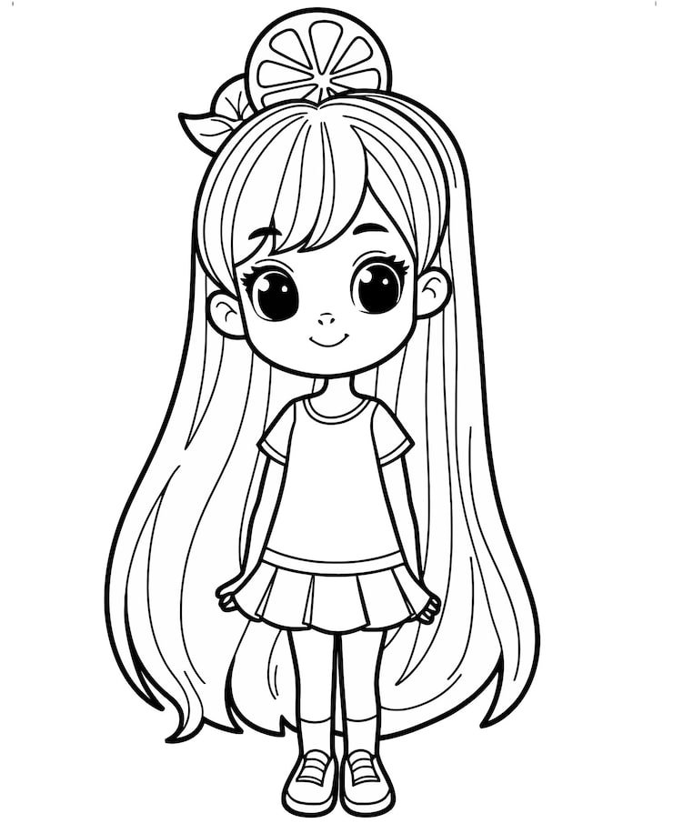Drawing Girl With Long Hair Bow Her Head 1166600 774